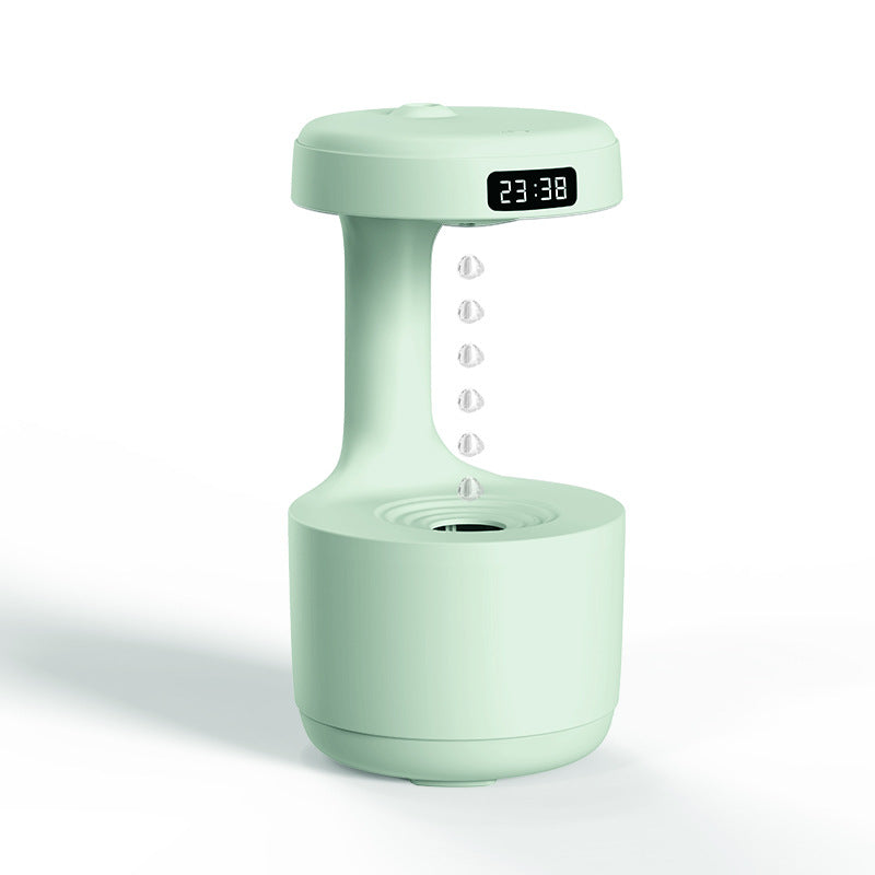 Aerodrop™ Anti-Gravity Humidifier in Green with LED clock and floating water drops