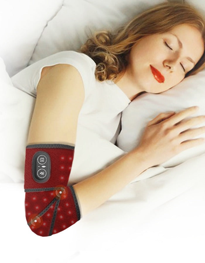 EmberWrap™ Cordless Red Light & Heat Wrap worn on the forearm while resting