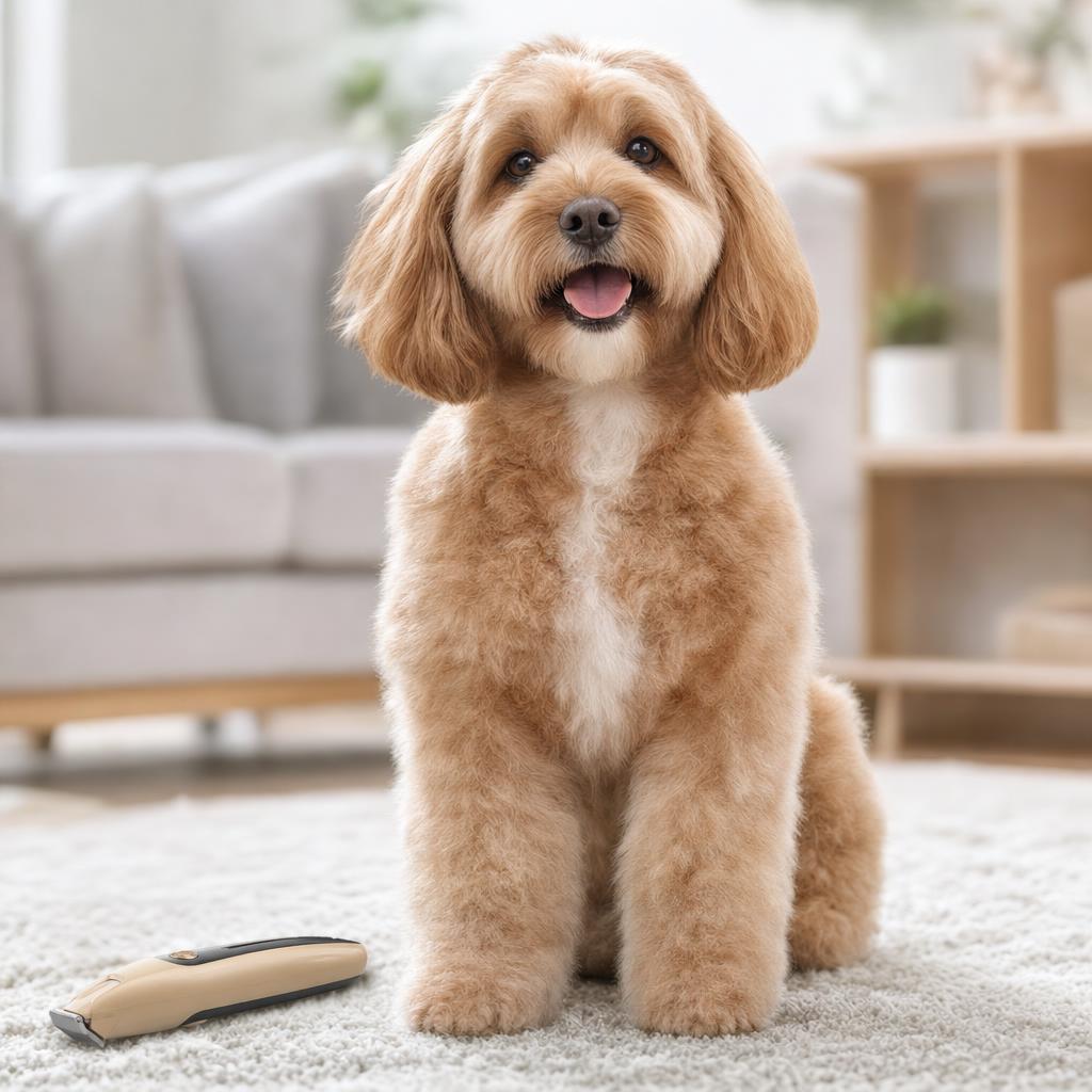 Freshly groomed happy dog with the Peak cordless clipper