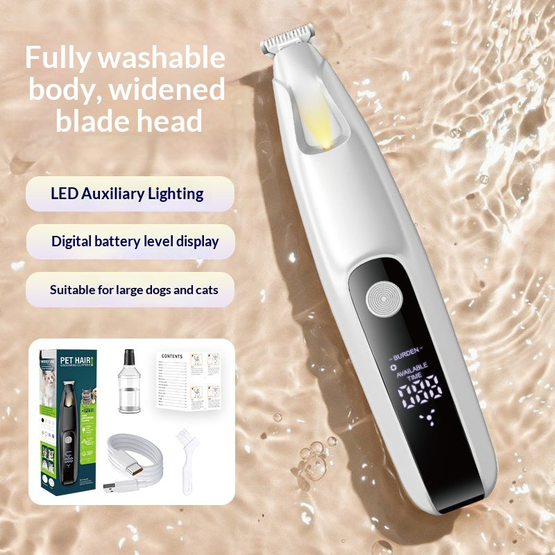Peak Cordless Pet Grooming Clipper: washable head, LED light and digital battery display