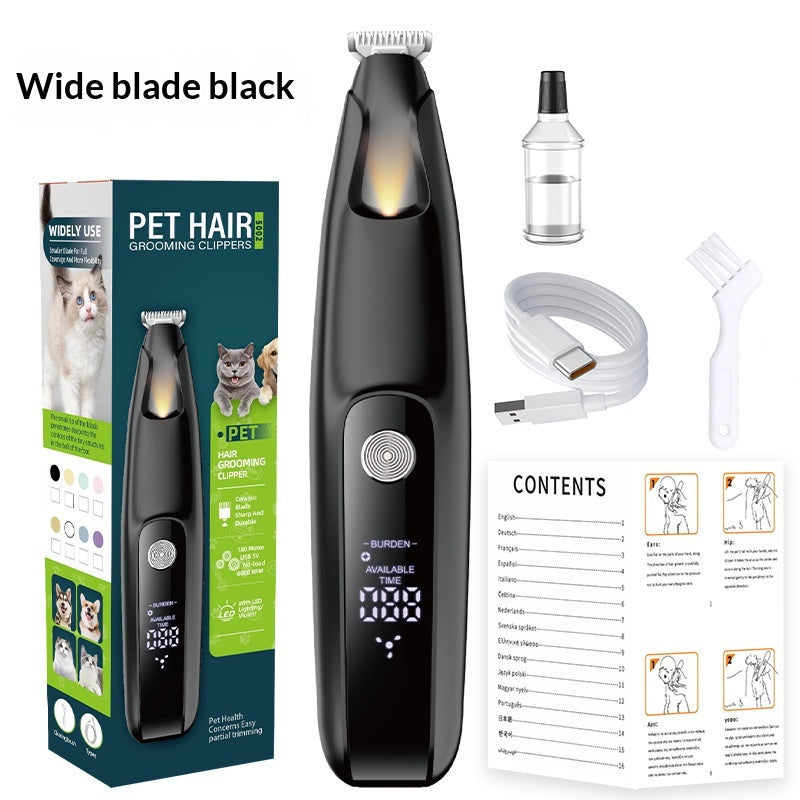 Peak Cordless Pet Grooming Clipper: what is in the box — clipper, cleaning brush, USB-C cable and guards