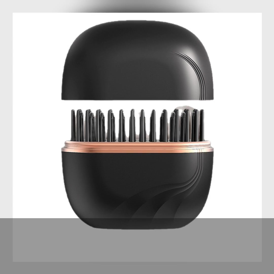 SleekPod cordless straightening brush gliding through hair: heats in 30 seconds, 3 heat levels, USB-C, auto power-off